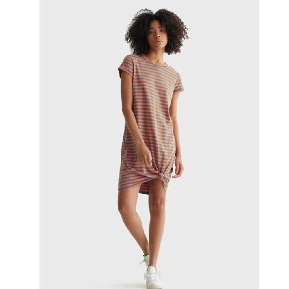 MERONA Shirtdress Dress V Neck Grey Orange Sz M